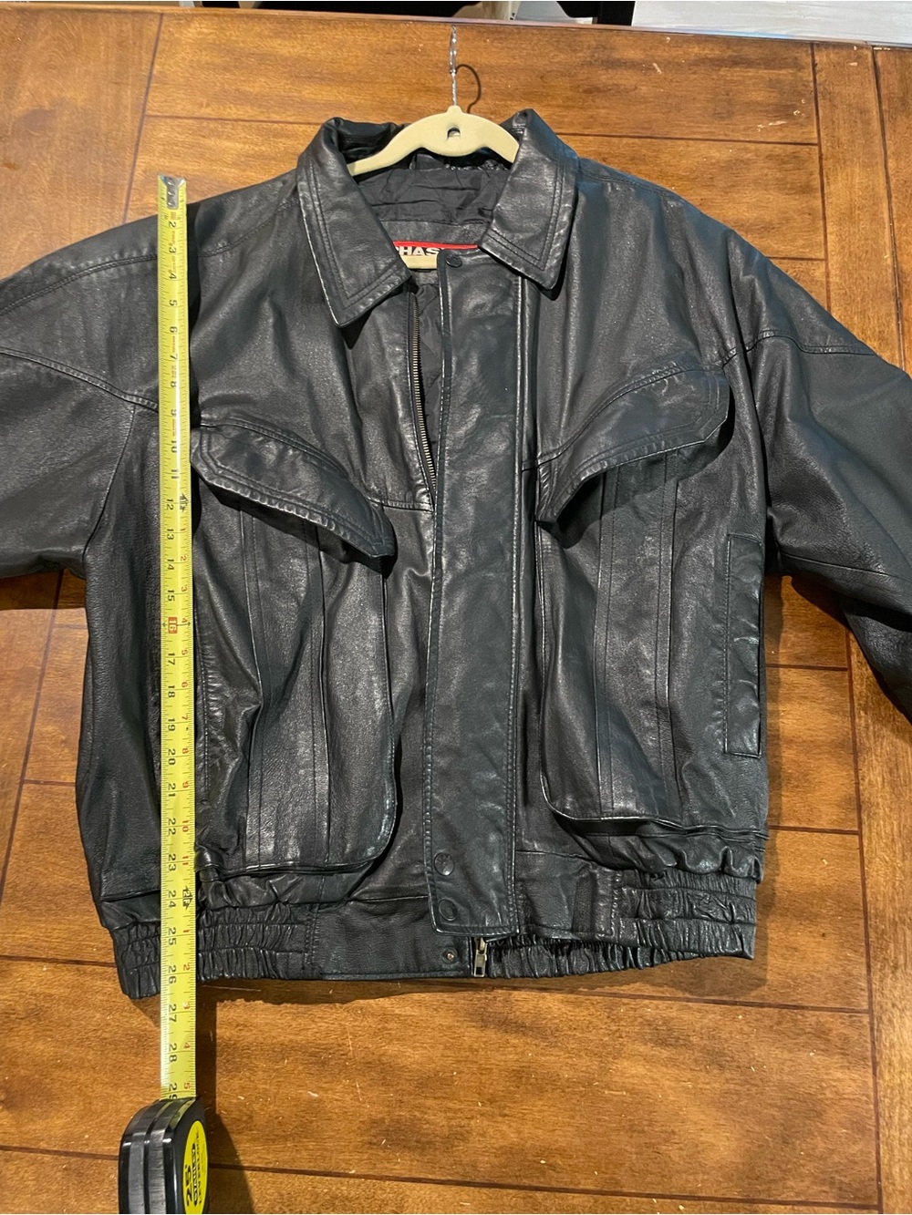 Men's Black Real Leather Bomber Jacket